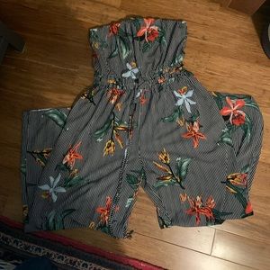 Charlotte Russe Floral Stripes Jumpsuit